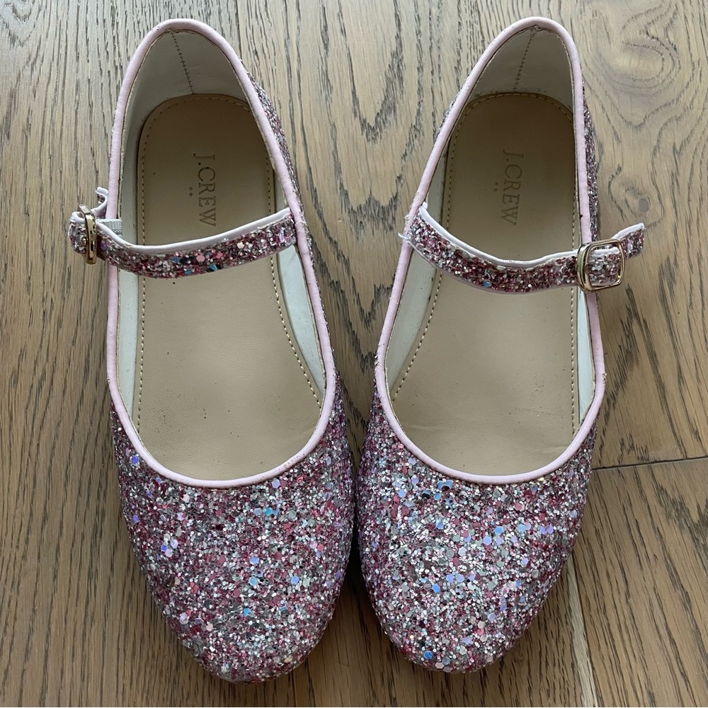 J. Crew Pink Dress Flats with Glitter Finish